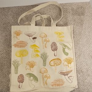Large Mushroom canvas tote bag, similar to eco-friendly, reusable shopping bags
